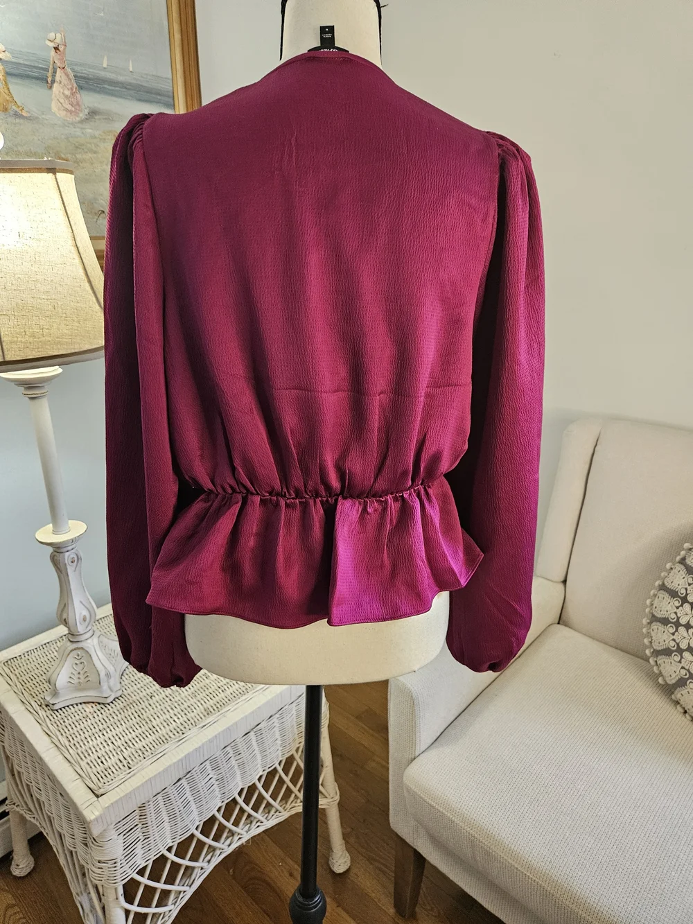 Express Magenta V-Neck Peplum Blouse P42